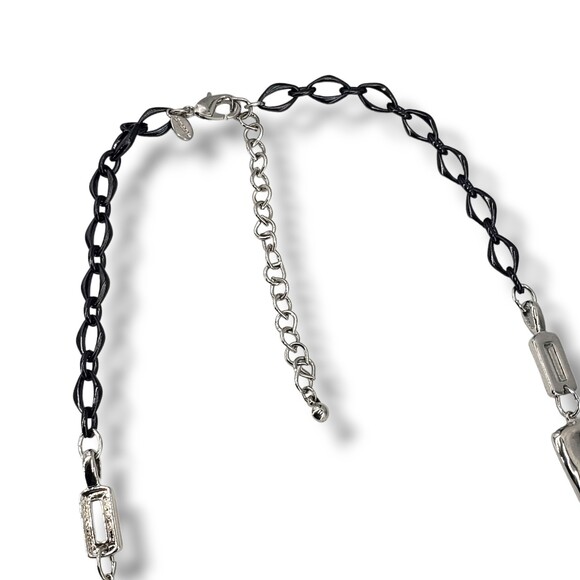 Chico's Large Silver Tone Link Necklace Abstract Geometric Brutalist Adjustable - Picture 6 of 8